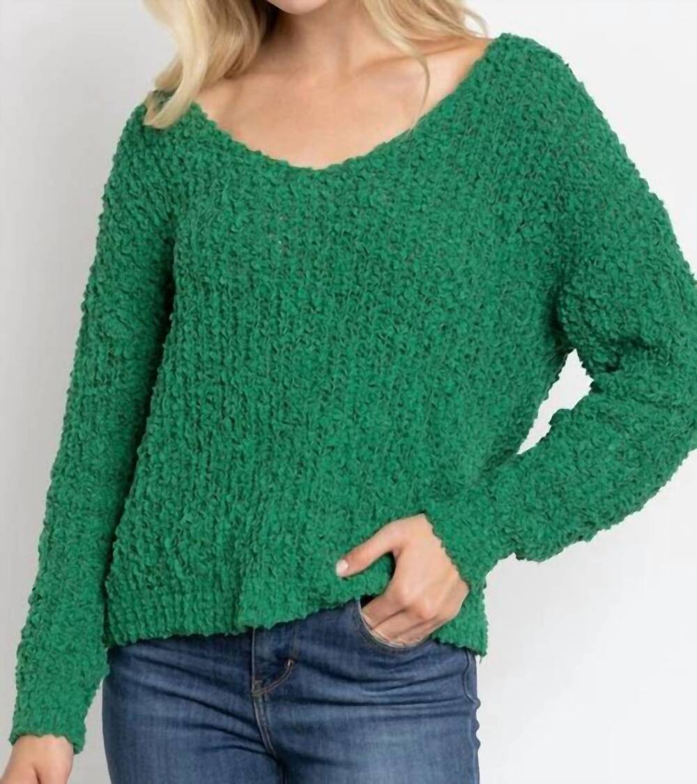 NEW SWEET GENERIS loose popcorn knit pullover in green